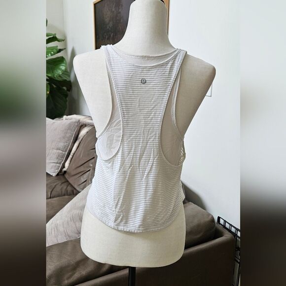 Lululemon Striped Sheer Detail White Tank Top - Picture 3 of 5